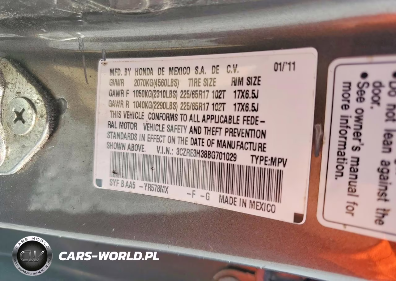 2011 Honda Cr-V Lx VIN:3CZRE3H38BG701029 - 13
