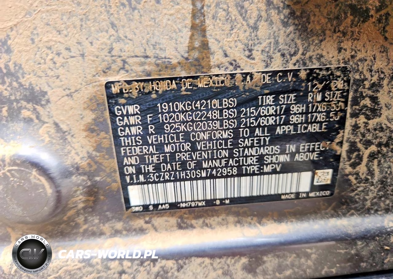 2025 Honda Hr-V Lx VIN:3CZRZ1H30SM742958 - 12