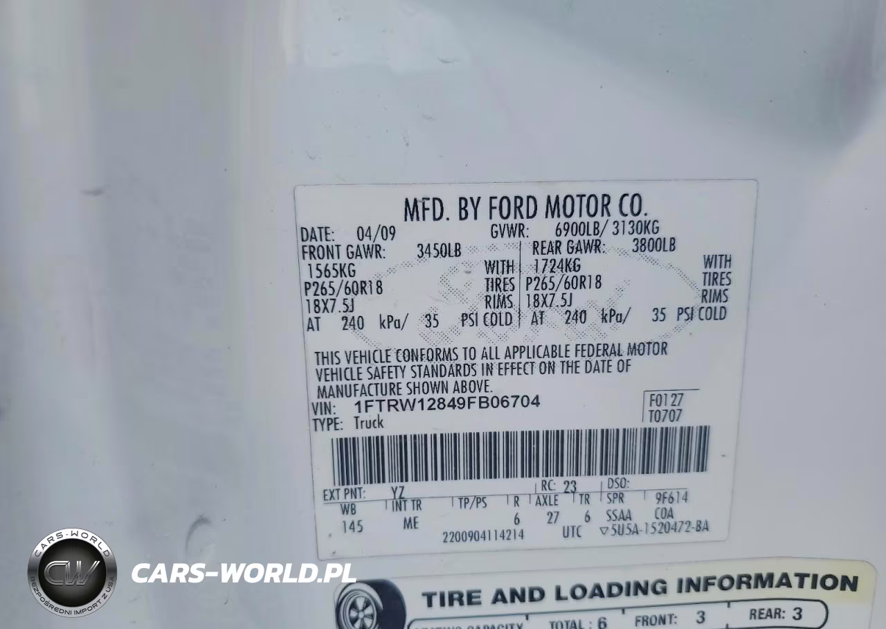 2009 Ford F150 Supercrew VIN:1FTRW12849FB06704 - 12