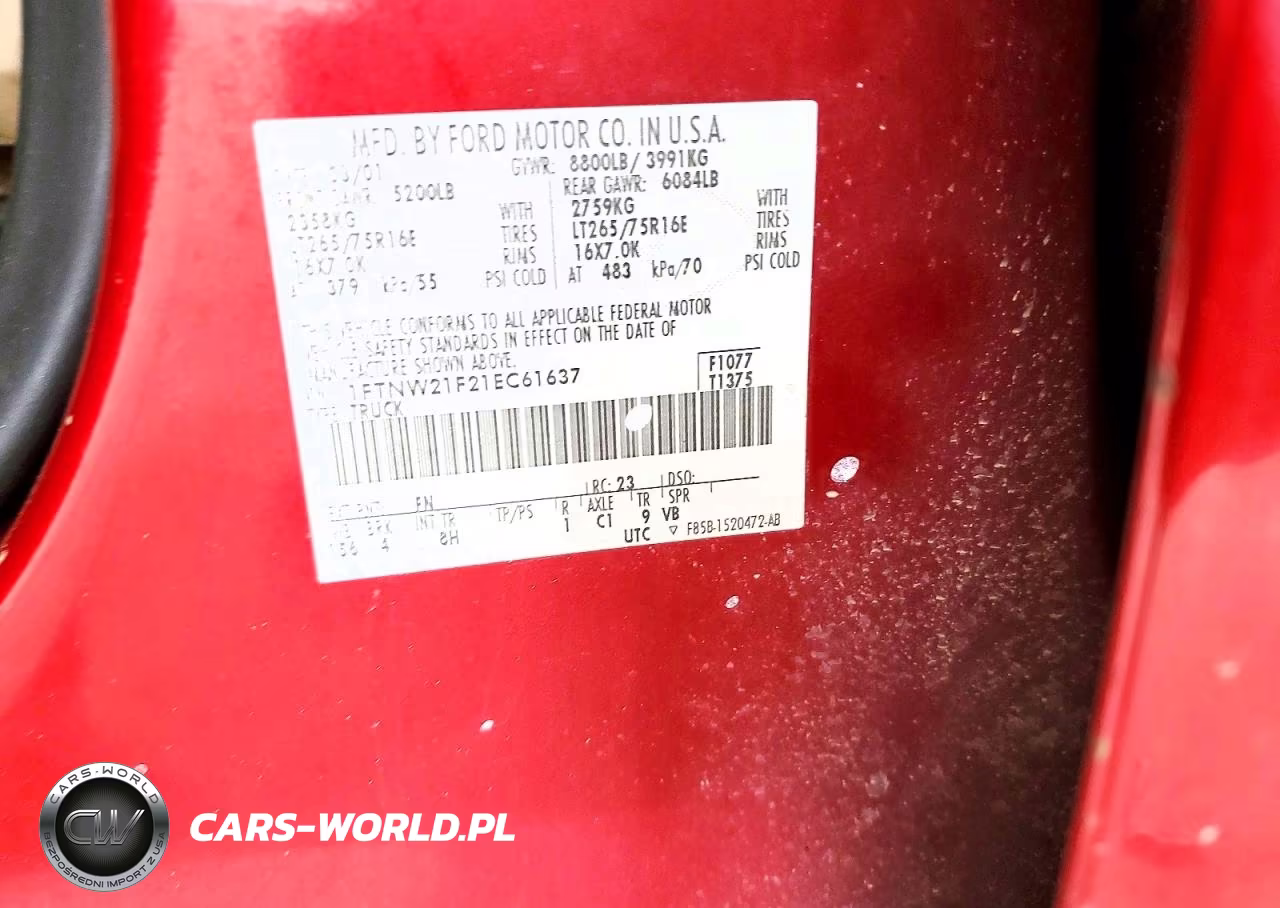 2001 Ford F250 Super Duty VIN:1FTNW21F21EC61637 - 12