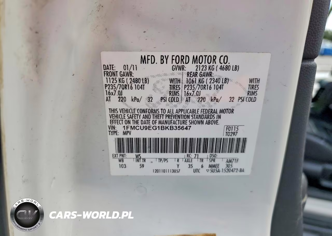 2011 Ford Escape Limited VIN:1FMCU9EG1BKB35647 - 13