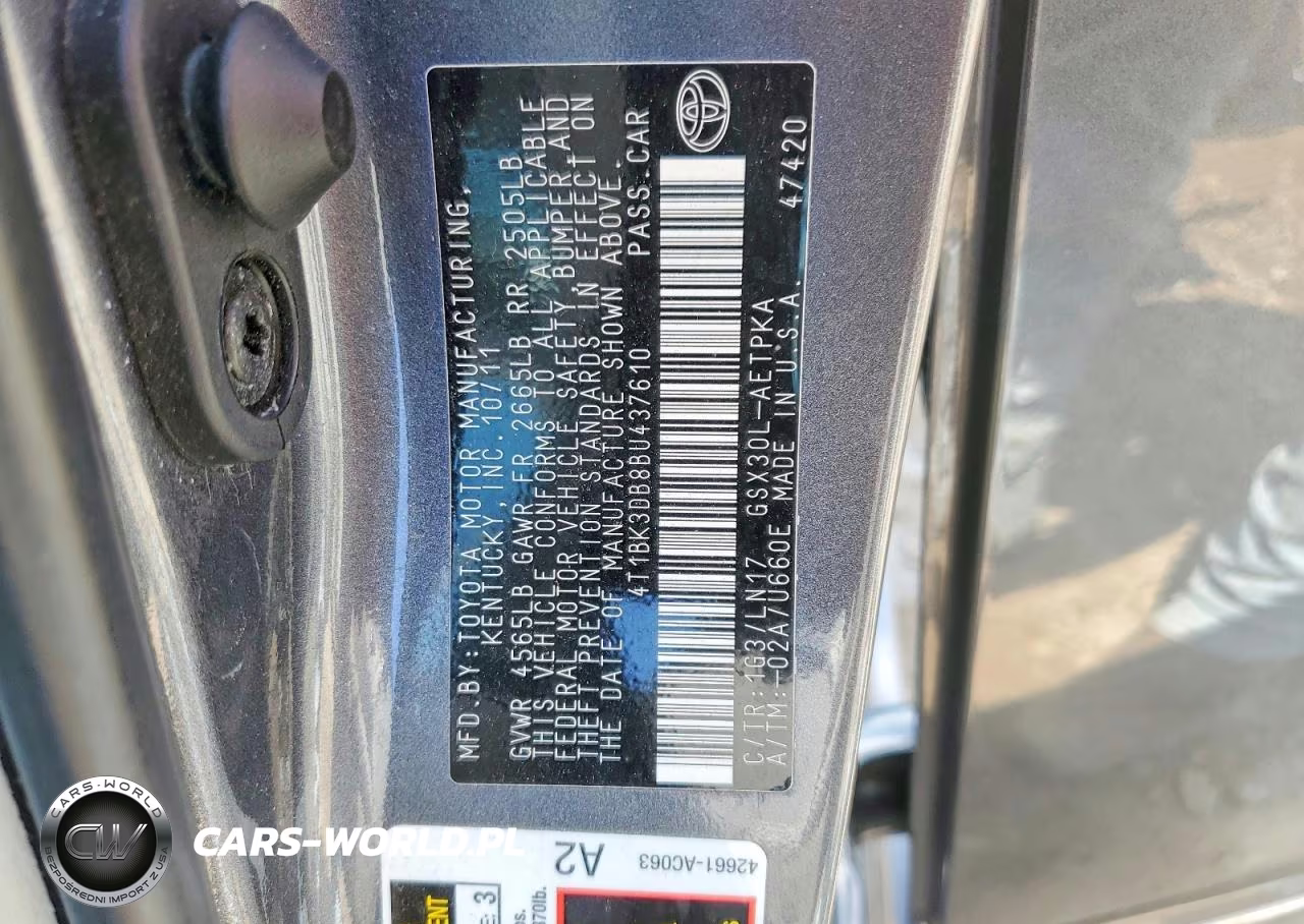2011 Toyota Avalon Limited VIN:4T1BK3DB8BU437610 - 12
