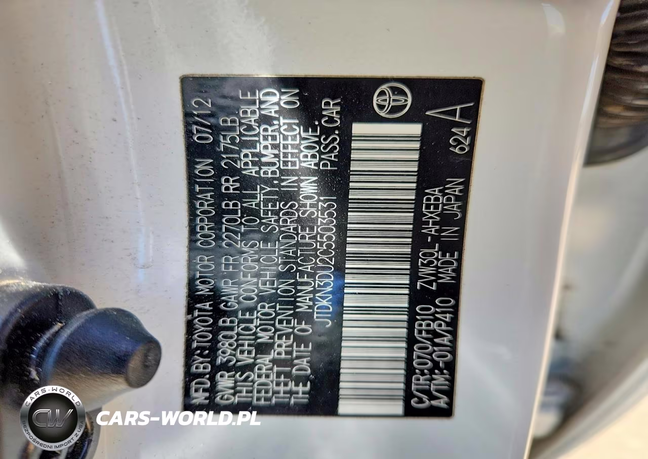 2012 Toyota Prius Two VIN:JTDKN3DU2C5503531 - 12