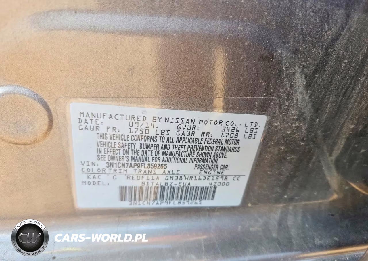 2015 Nissan Versa 1.6 Sv VIN:3N1CN7AP9FL859265 - 12