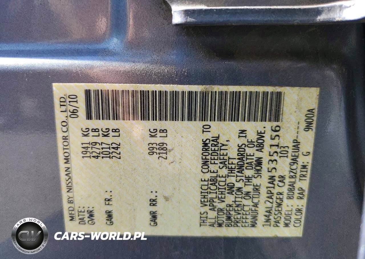 2010 Nissan Altima 2.5 VIN:1N4AL2AP1AN535156 - 13