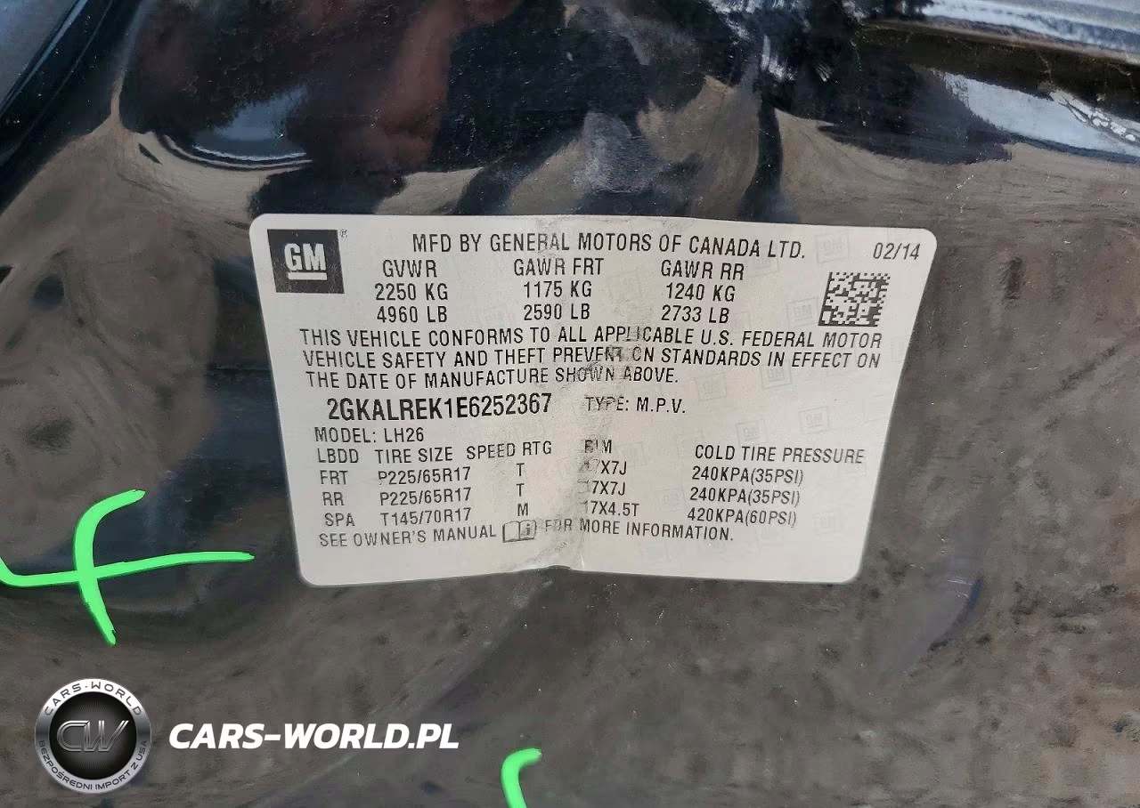 2014 GMC Terrain Sle VIN:2GKALREK1E6252367 - 13