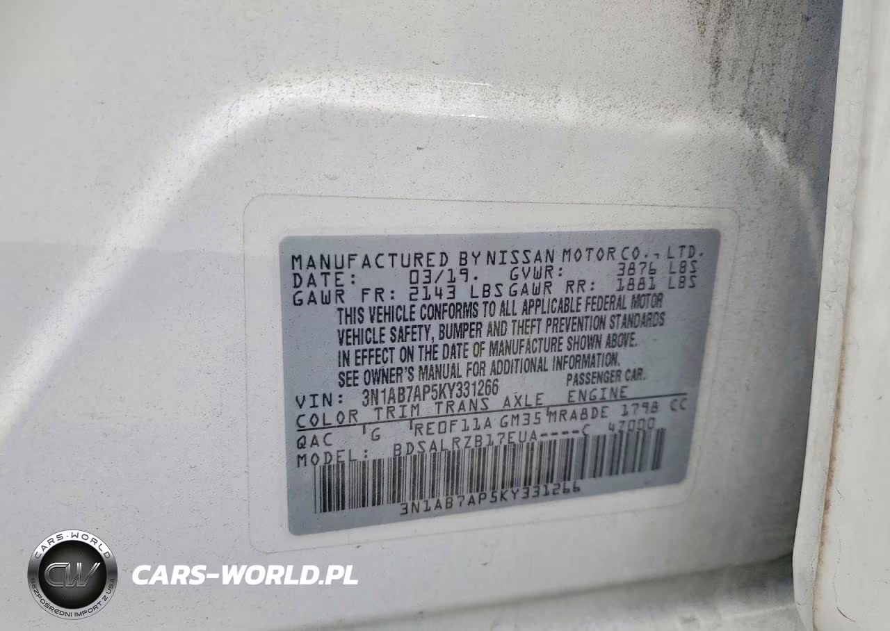 2019 Nissan Sentra Sr VIN:3N1AB7AP5KY331266 - 12