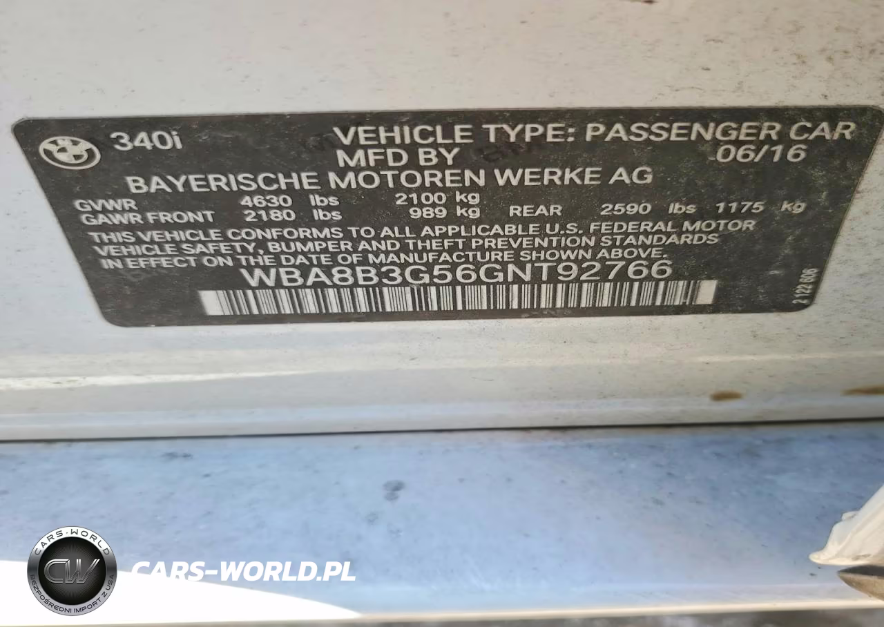 2016 BMW 340 I VIN:WBA8B3G56GNT92766 - 12