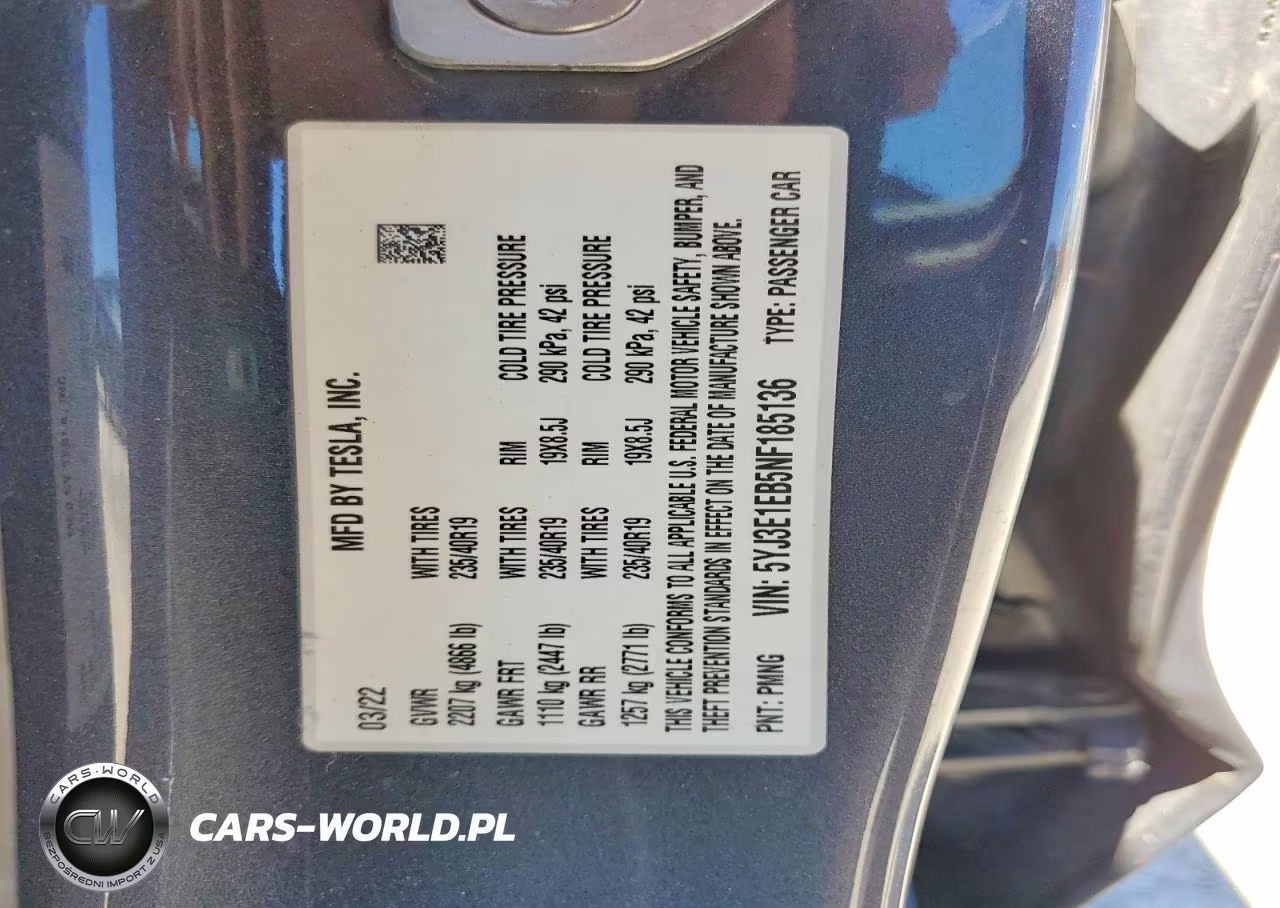 2022 Tesla Model 3 VIN:5YJ3E1EB5NF185136 - 12