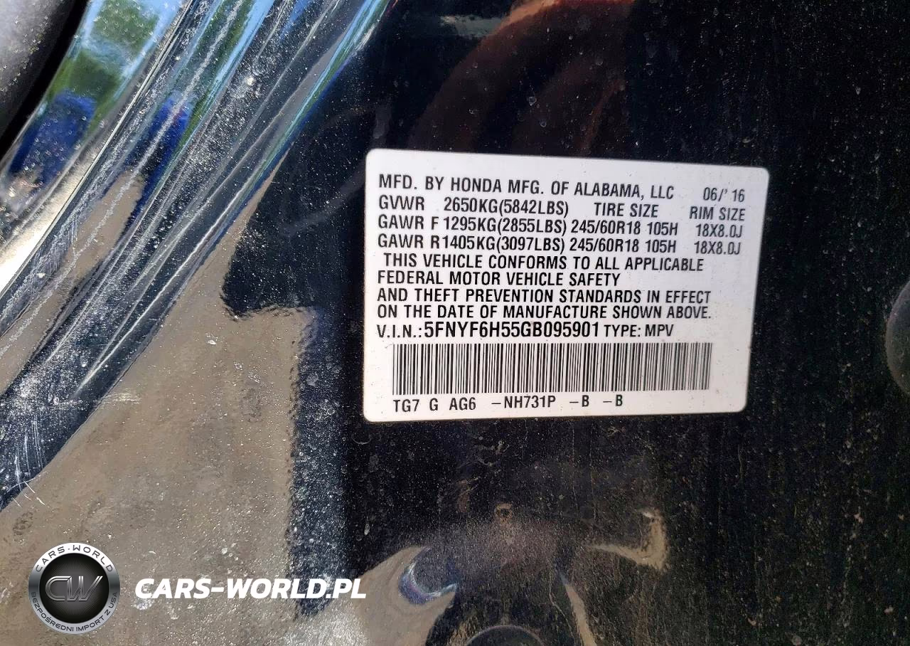 2016 Honda Pilot Exl VIN:5FNYF6H55GB095901 - 13