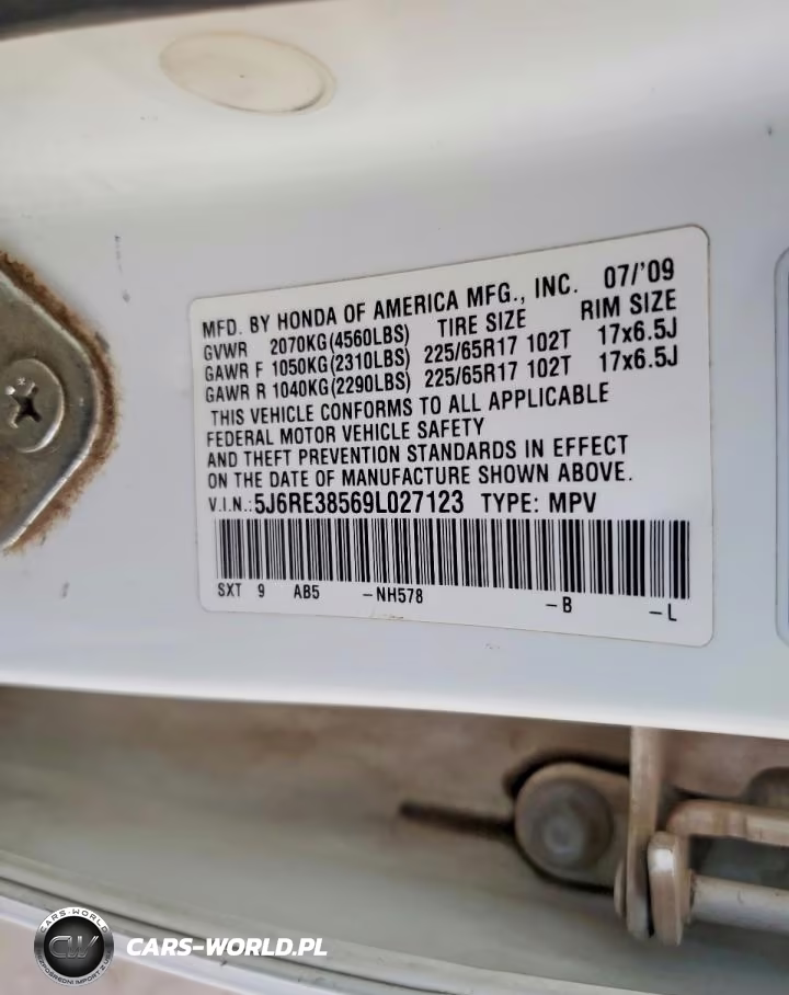 2009 Honda Cr-V Ex VIN:5J6RE38569L027123 - 13