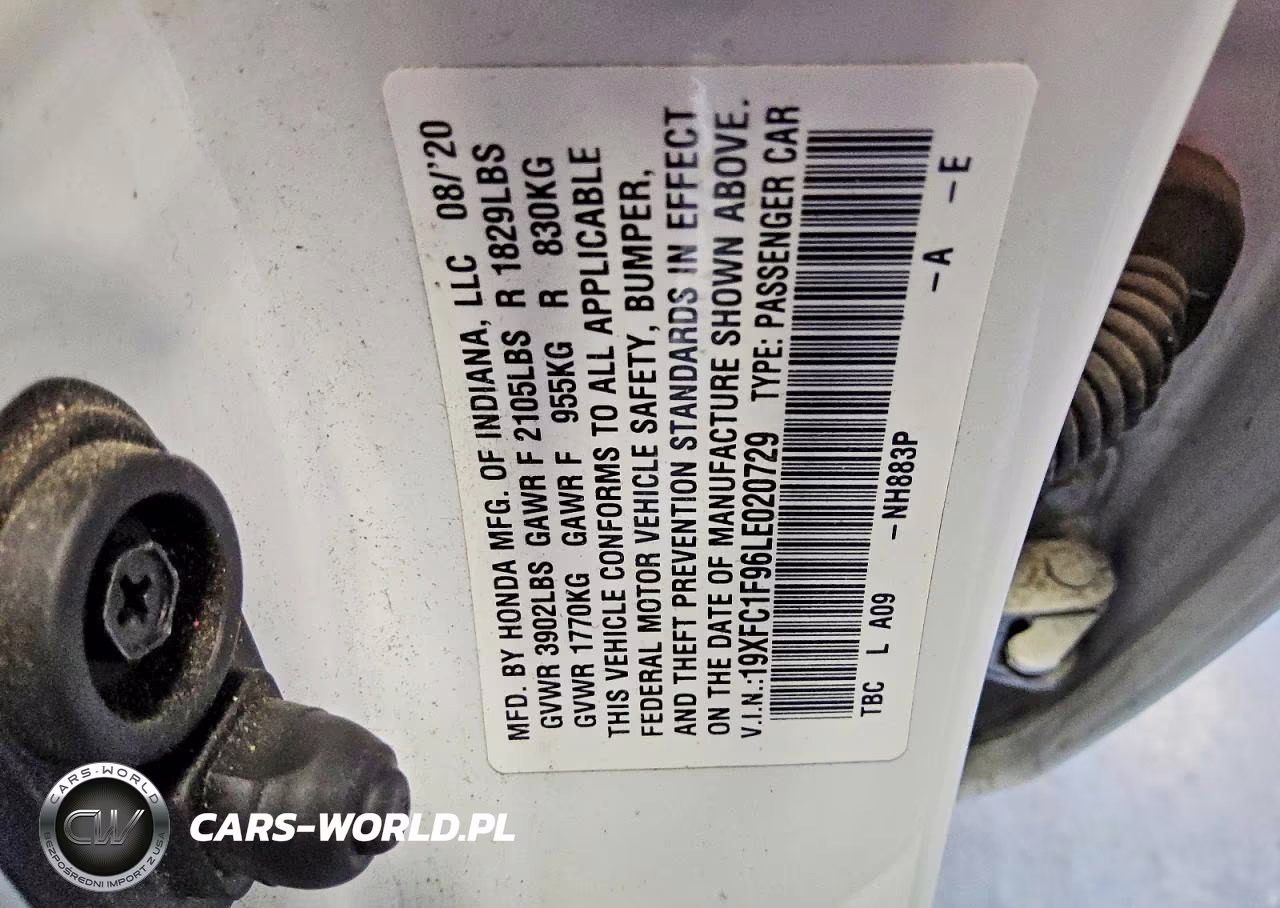 2020 Honda Civic Touring VIN:19XFC1F96LE020729 - 12
