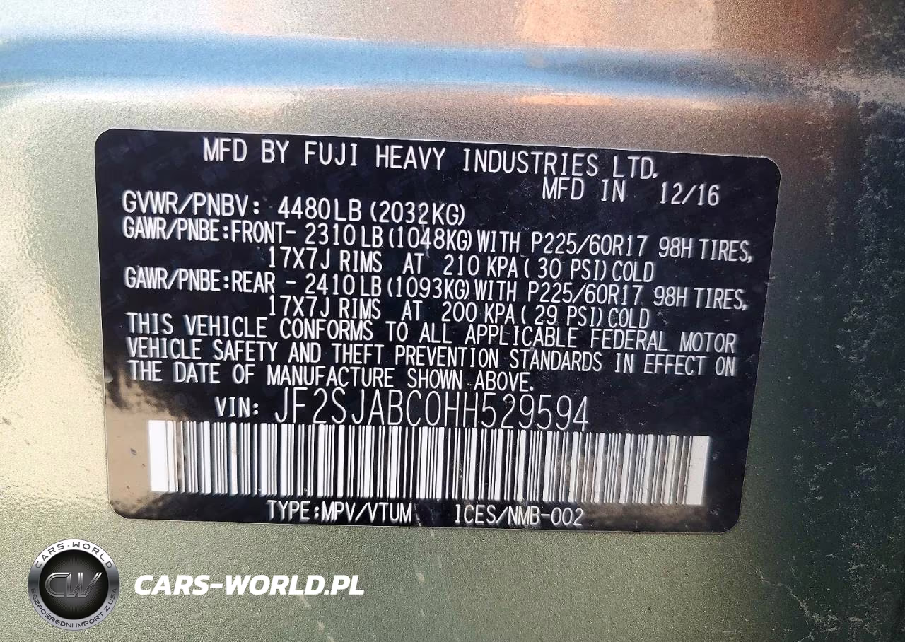 2017 Subaru Forester 2.5I VIN:JF2SJABC0HH529594 - 13