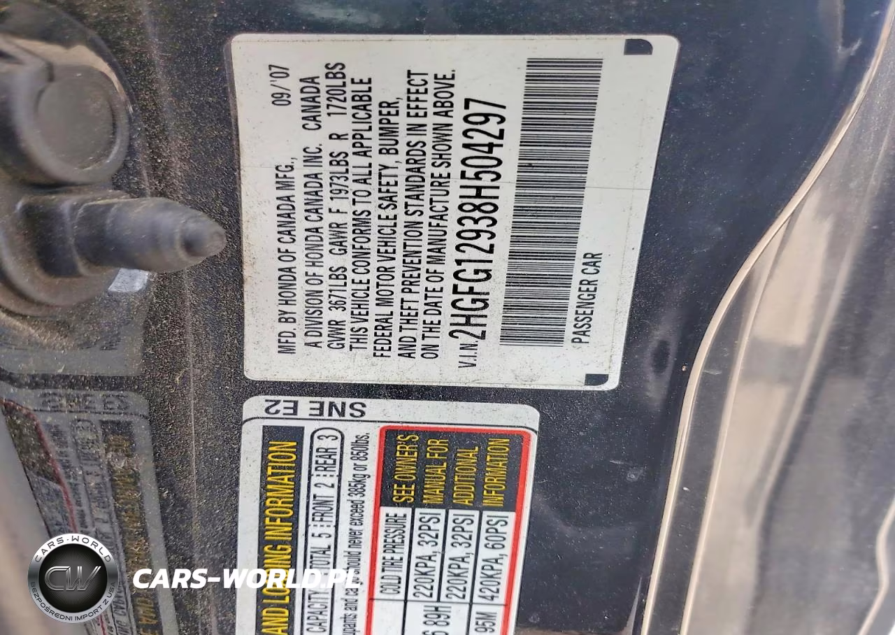 2008 Honda Civic Exl VIN:2HGFG12938H504297 - 13