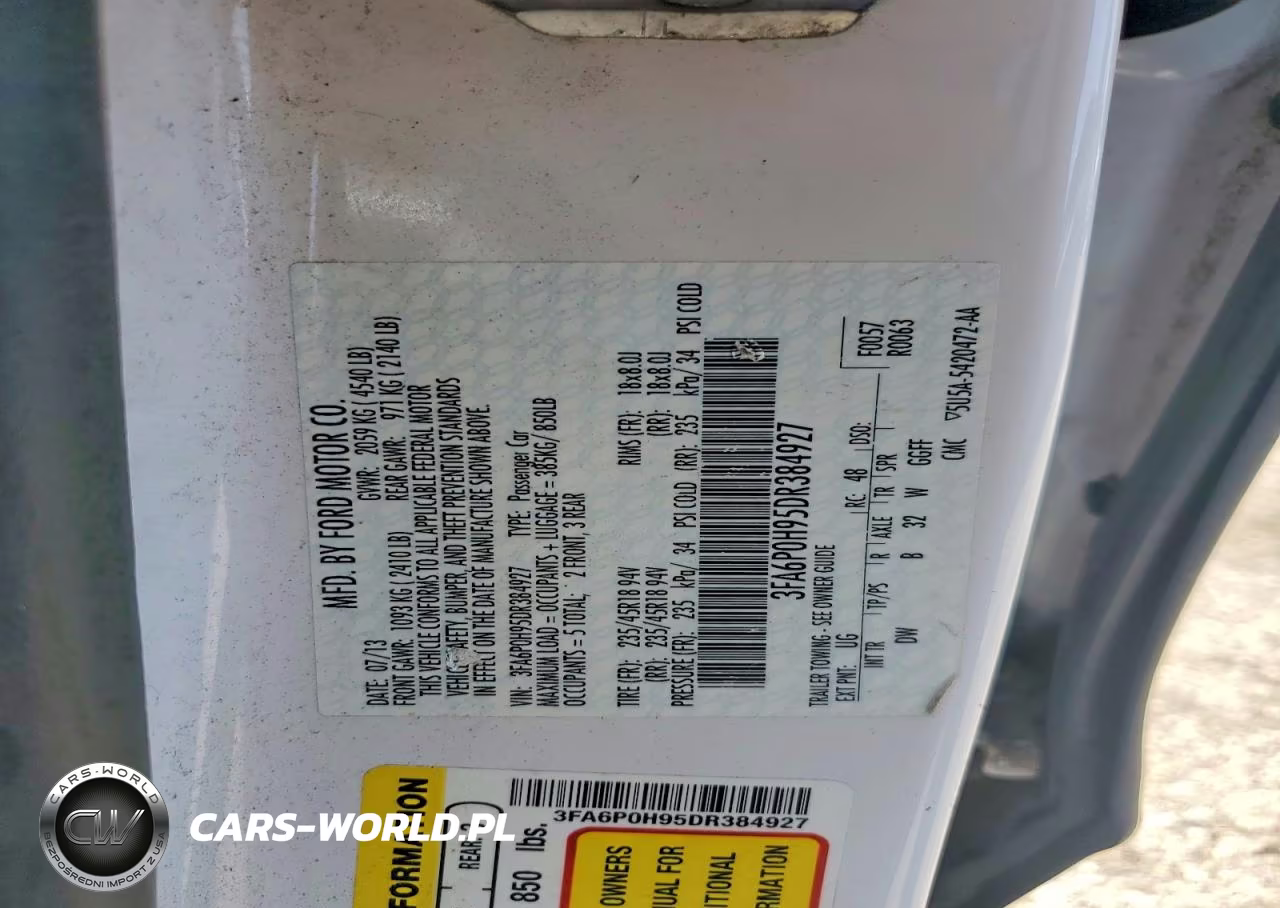 2013 Ford Fusion Se VIN:3FA6P0H95DR384927 - 12