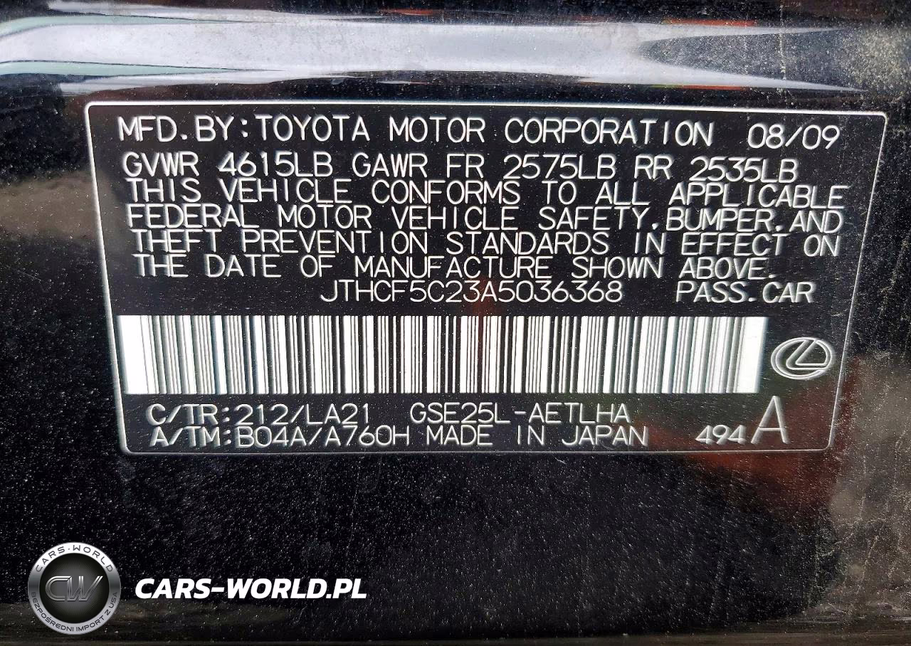 2010 Lexus Is 250 VIN:JTHCF5C23A5036368 - 12