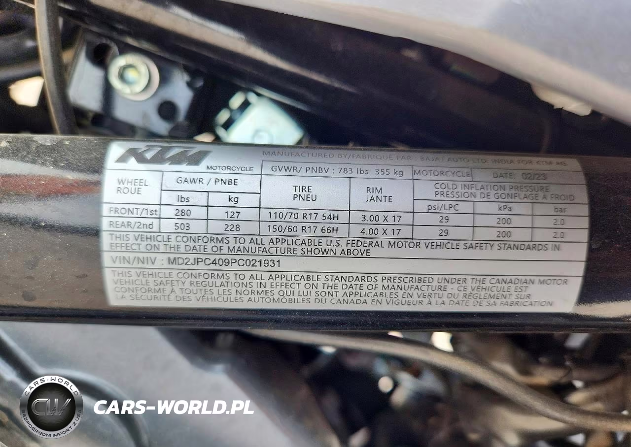 2023 Ktm 200 Duke VIN:MD2JPC409PC021931 - 8