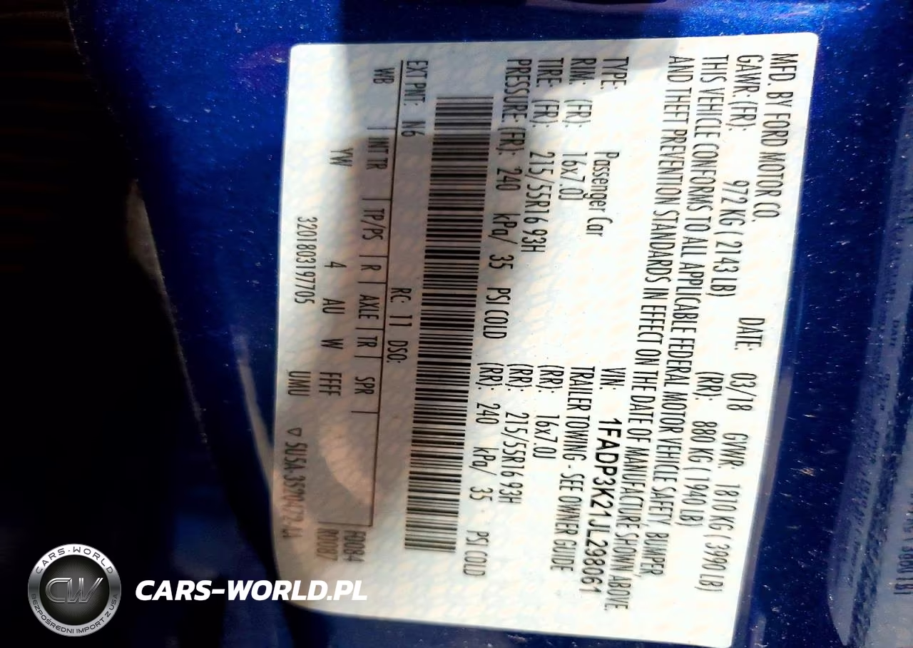 2018 Ford Focus Se VIN:1FADP3K21JL298061 - 12