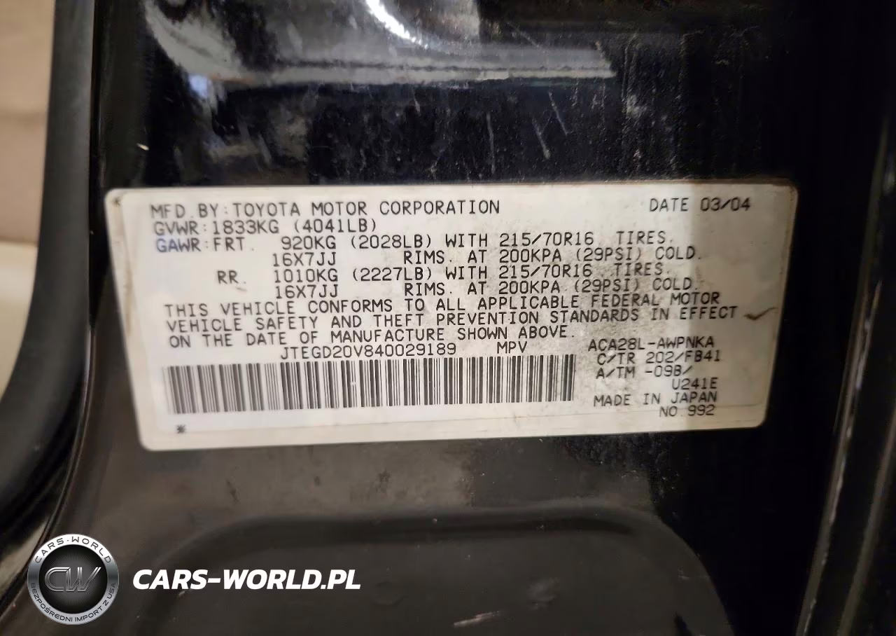 2004 Toyota Rav4 Base VIN:JTEGD20V840029189 - 13