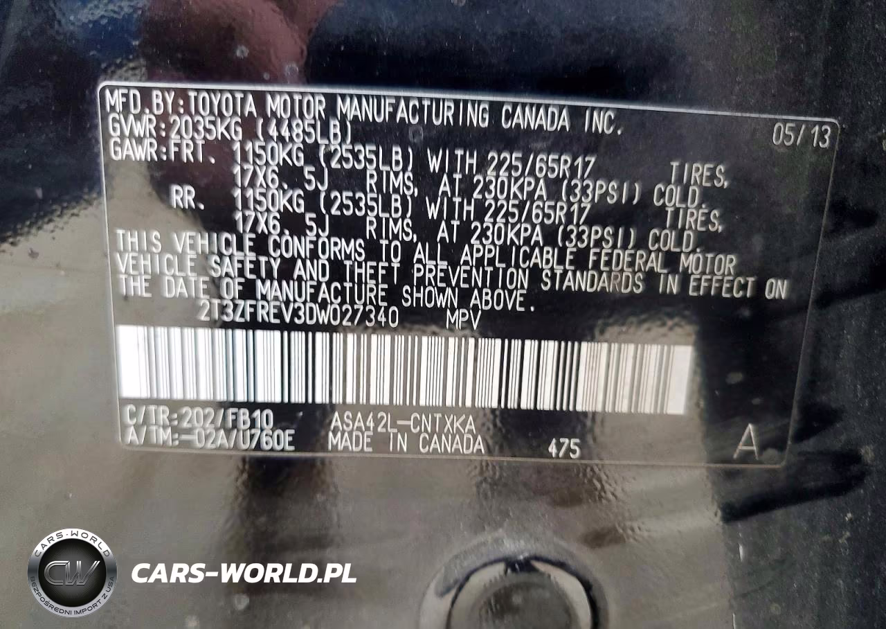 2013 Toyota Rav4 Le VIN:2T3ZFREV3DW027340 - 12