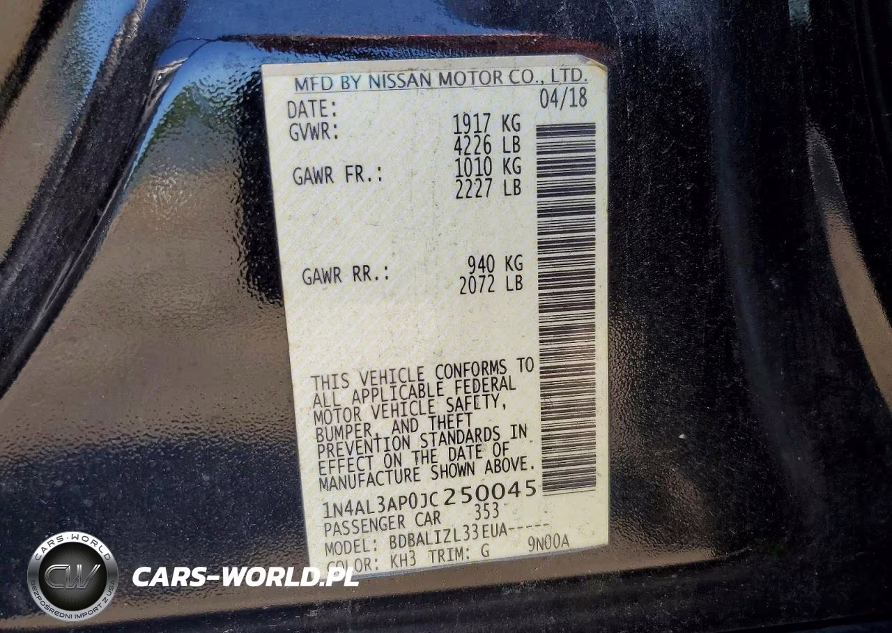2018 Nissan Altima 2.5 Sv VIN:1N4AL3AP0JC250045 - 12