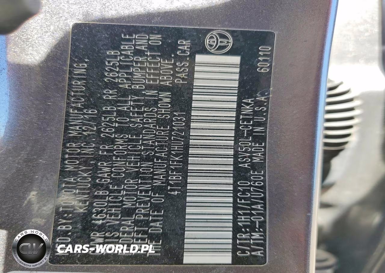 2017 Toyota Camry Le VIN:4T1BF1FK1HU721031 - 12
