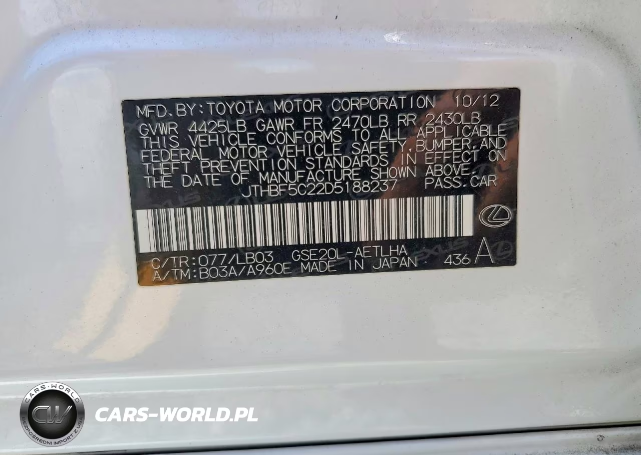 2013 Lexus Is 250 VIN:JTHBF5C22D5188237 - 13