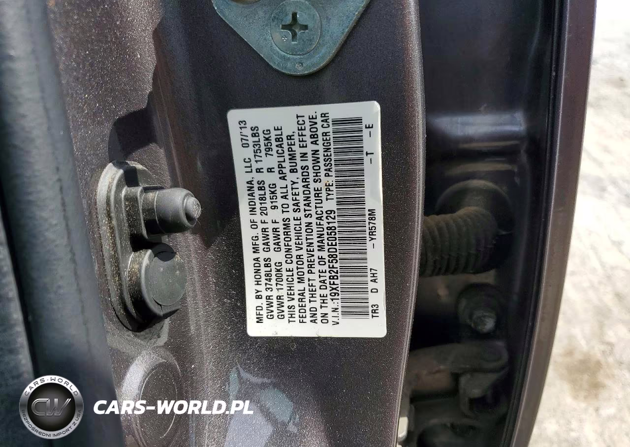 2013 Honda Civic Lx VIN:19XFB2F58DE058129 - 12
