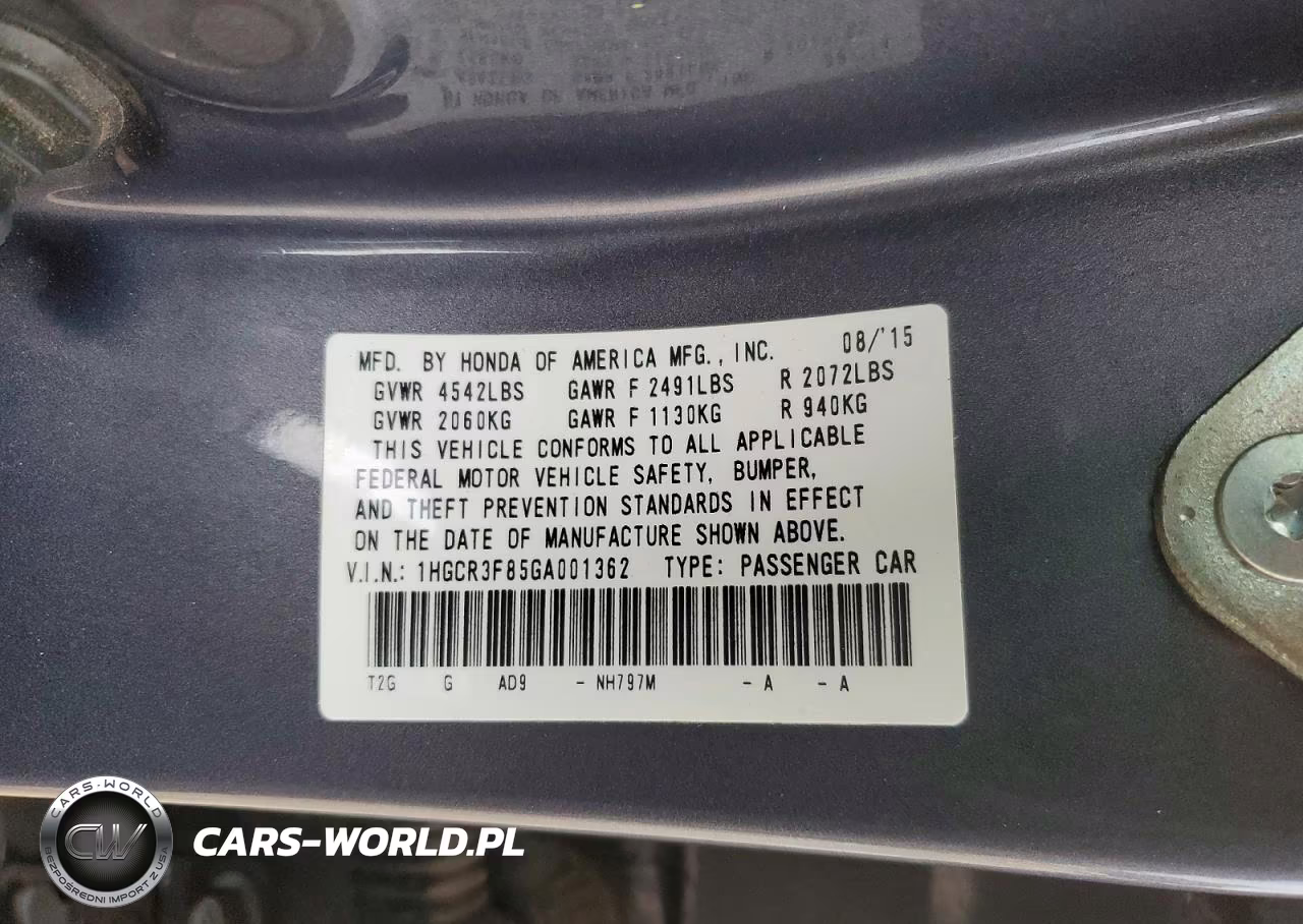 2016 Honda Accord Exl VIN:1HGCR3F85GA001362 - 13