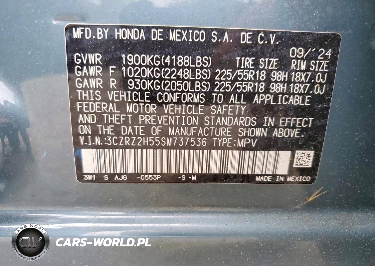 2025 Honda Hr-V Sport VIN:3CZRZ2H55SM737536 - 13