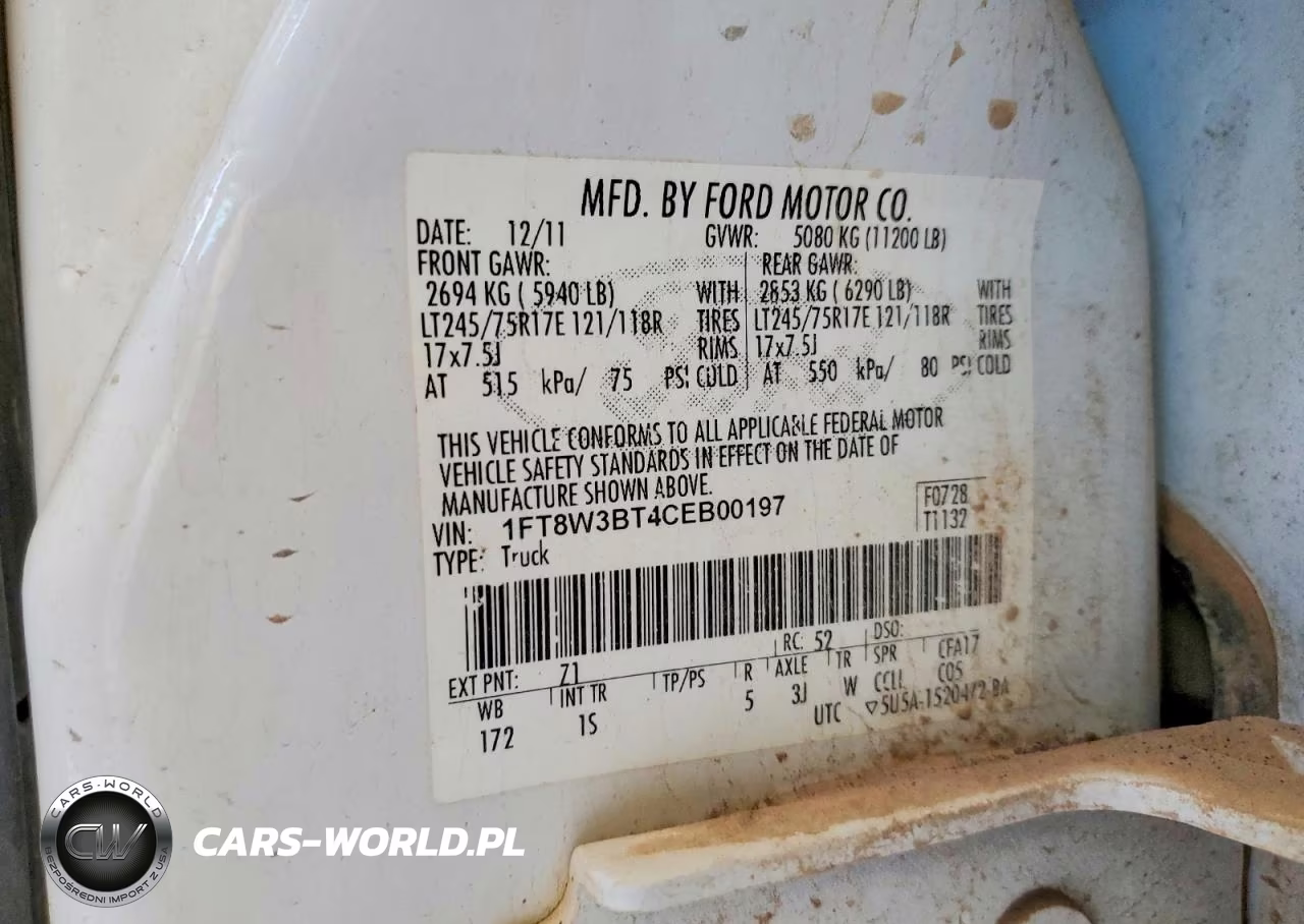 2012 Ford 350 VIN:1FT8W3BT4CEB00197 - 12