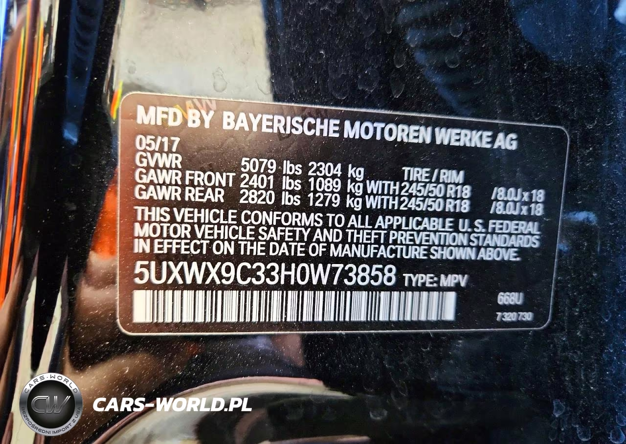 2017 BMW X3 xDrive28I VIN:5UXWX9C33H0W73858 - 13
