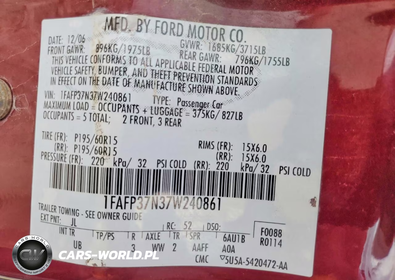 2007 Ford Focus Zx5 VIN:1FAFP37N37W240861 - 12