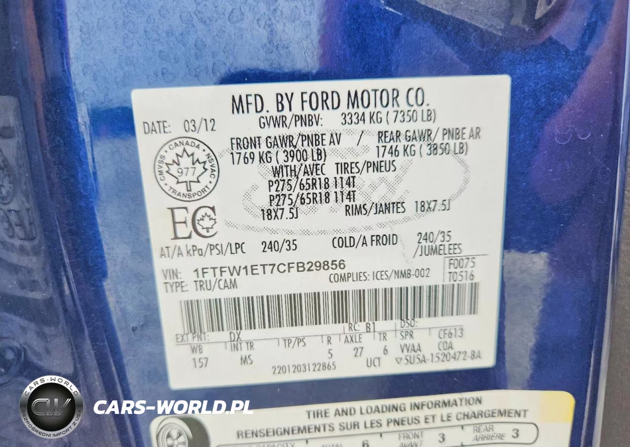 2012 Ford F150 Supercrew VIN:1FTFW1ET7CFB29856 - 12