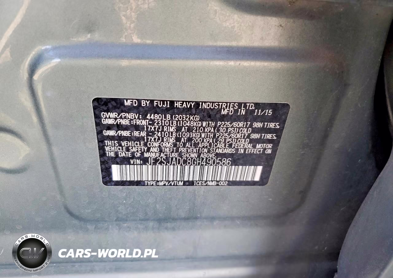 2016 Subaru Forester 2.5I Premium VIN:JF2SJADC8GH490586 - 13