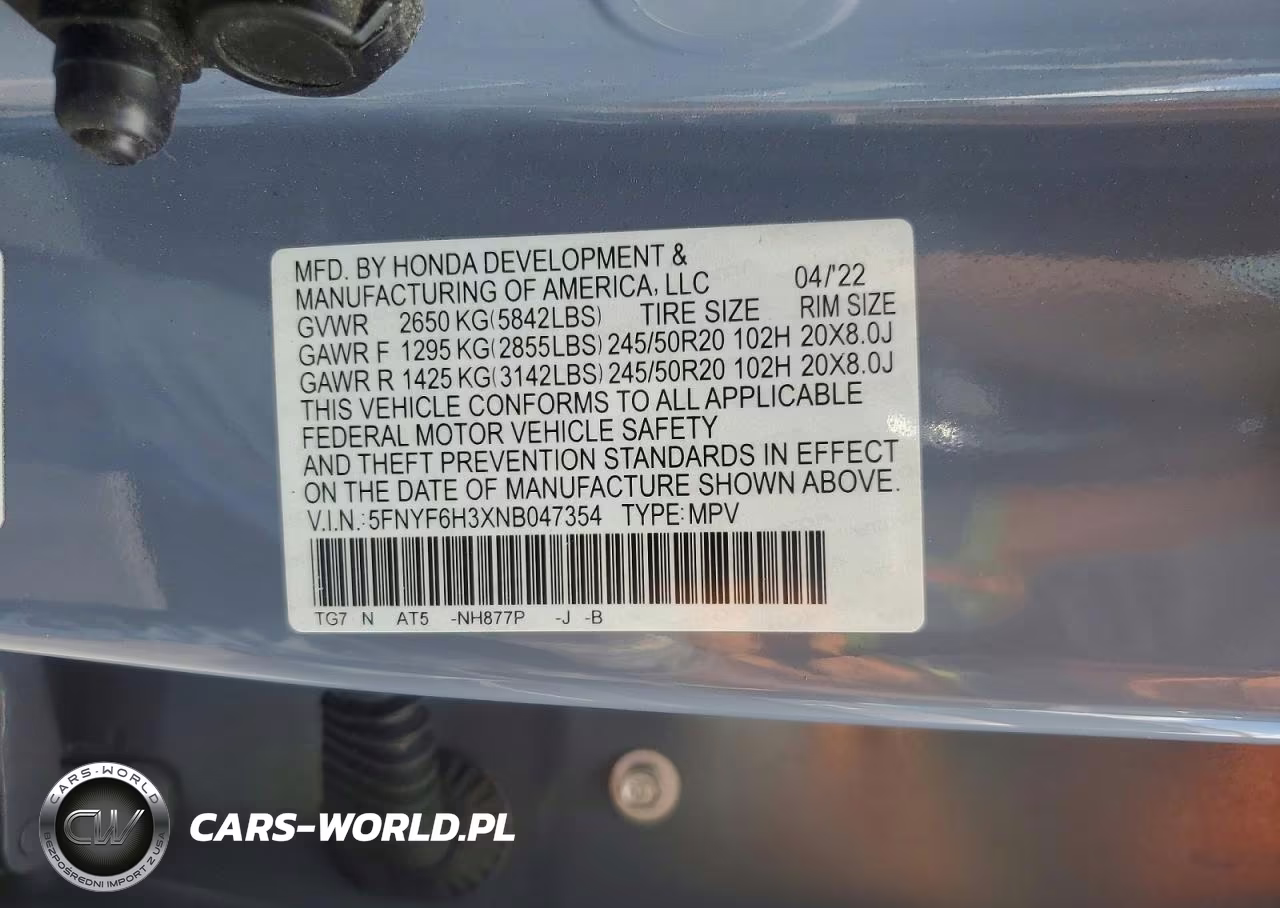 2022 Honda Pilot Sport VIN:5FNYF6H3XNB047354 - 14