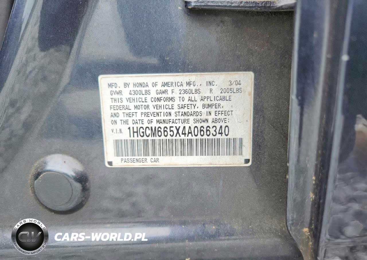 2004 Honda Accord Ex VIN:1HGCM665X4A066340 - 12