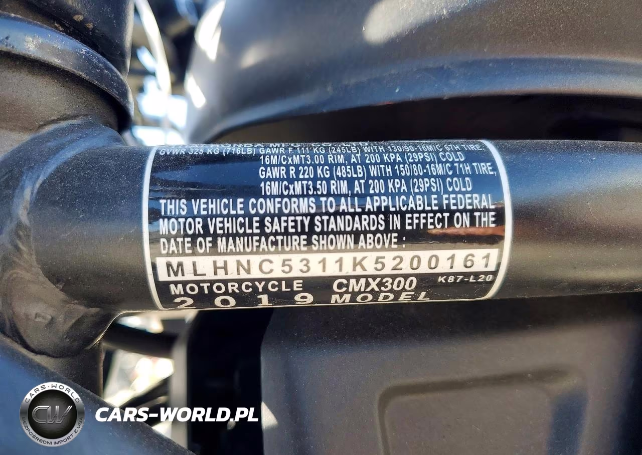 2019 Honda Cmx300 VIN:MLHNC5311K5200161 - 9