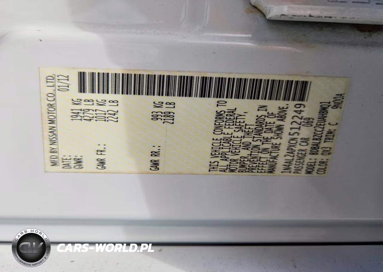 2012 Nissan Altima 2.5 VIN:1N4AL2APXCN512249 - 12