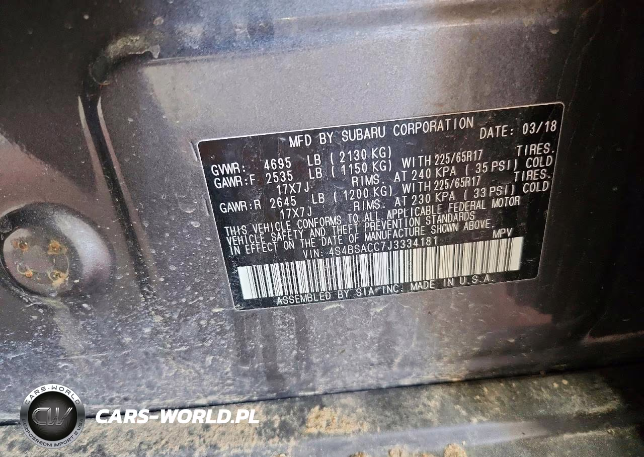 2018 Subaru Outback 2.5I Premium VIN:4S4BSACC7J3334181 - 12