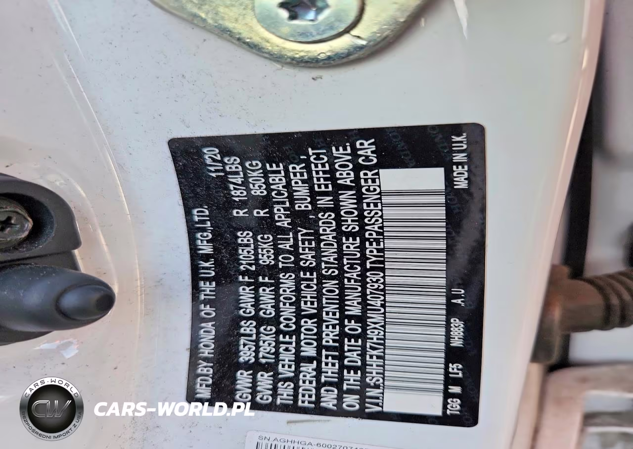 2021 Honda Civic Sport Touring VIN:SHHFK7H9XMU407930 - 12