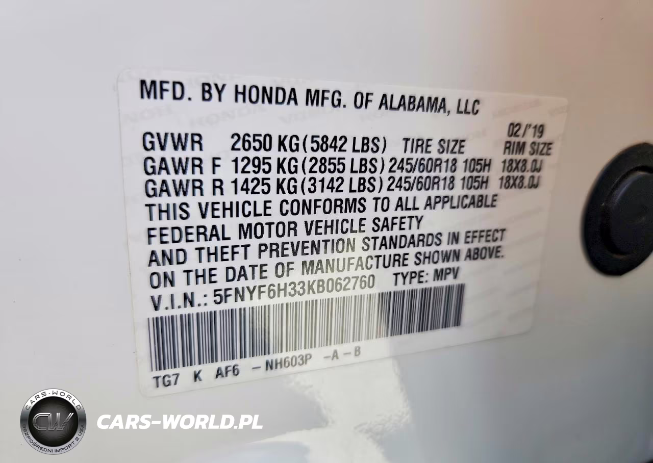 2019 Honda Pilot Ex VIN:5FNYF6H33KB062760 - 13