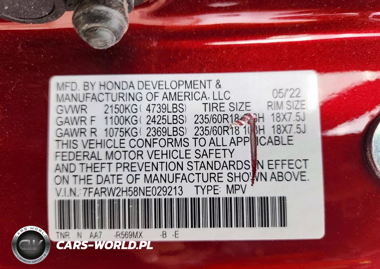 2022 Honda Cr-V Ex VIN:7FARW2H58NE029213 - 13
