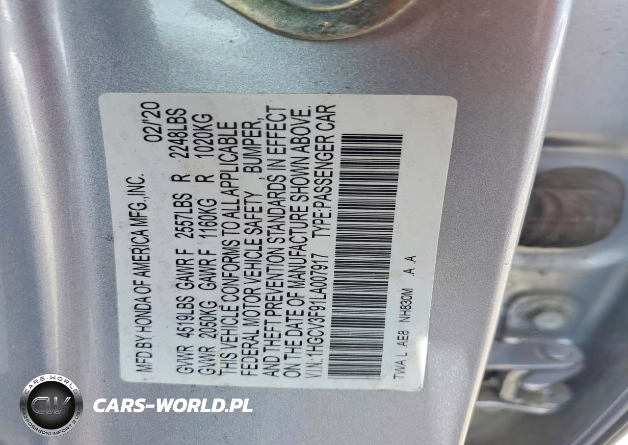 2020 Honda Accord Touring Hybrid VIN:1HGCV3F91LA007917 - 12