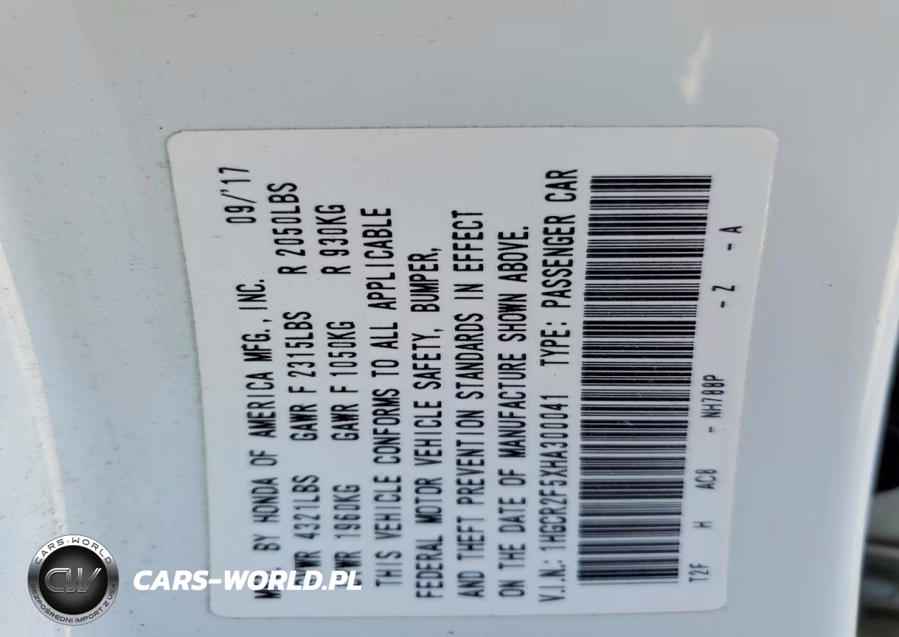 2017 Honda Accord Sport VIN:1HGCR2F5XHA300041 - 12