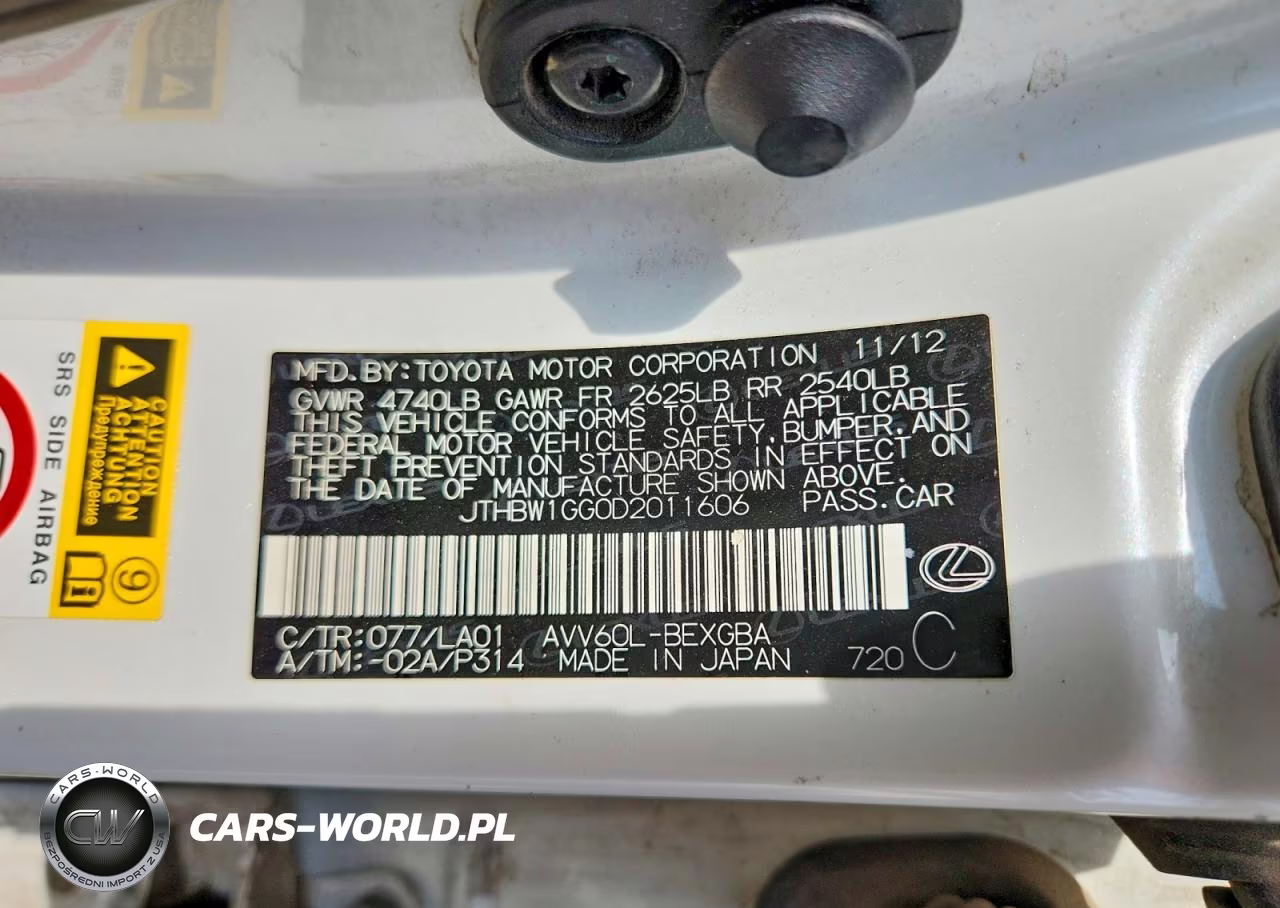 2013 Lexus Es 300H VIN:JTHBW1GG0D2011606 - 12