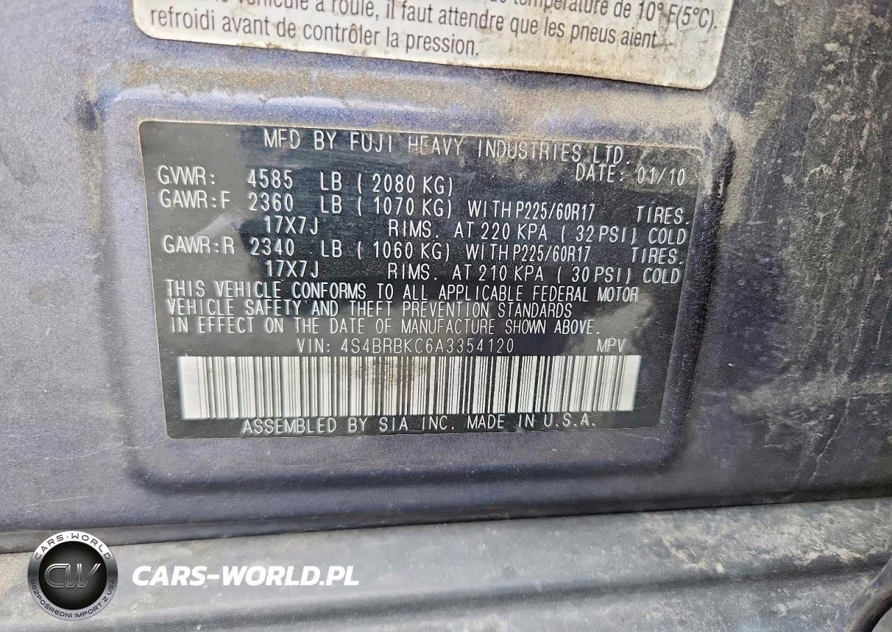 2010 Subaru Outback 2.5I Limited VIN:4S4BRBKC6A3354120 - 13