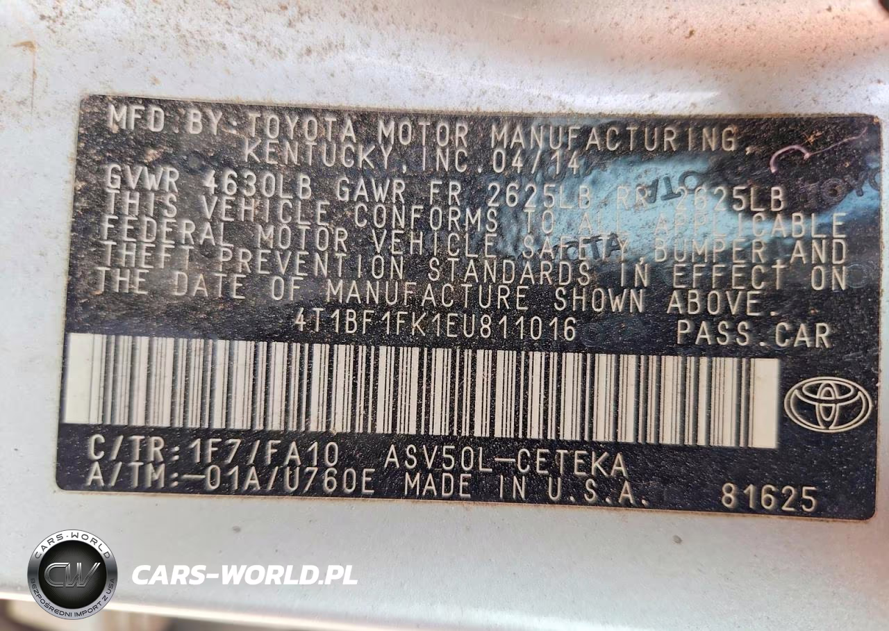 2014 Toyota Camry L VIN:4T1BF1FK1EU811016 - 12