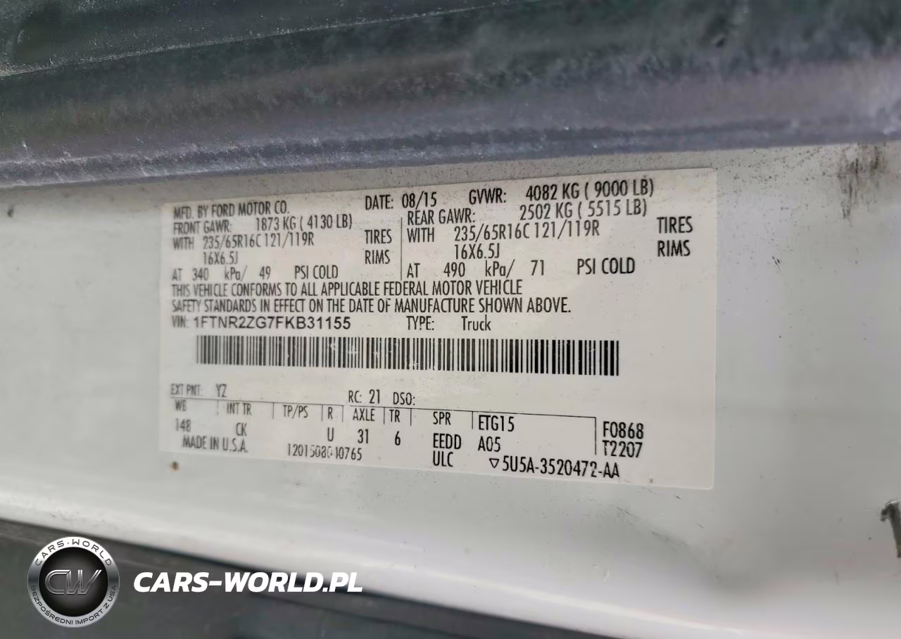 2015 Ford Transit T-250 VIN:1FTNR2ZG7FKB31155 - 13