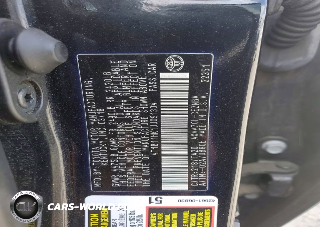 2018 Toyota Camry Le VIN:4T1B11HK1JU091304 - 12